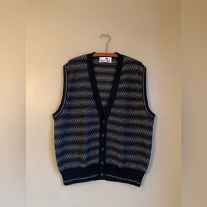 Vintage Florence tricot sweater vest cardigan L/xL wool blend eclectic grandpa